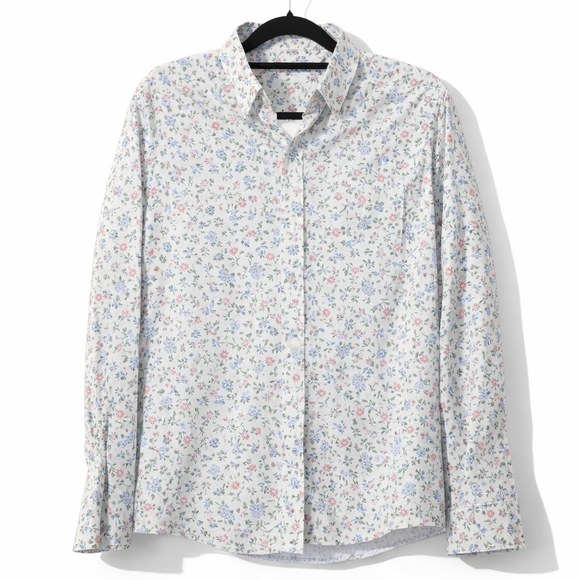 Classic Tops - Vintage Floral Blouse 14 L Made in USA Cotton Cottagecore